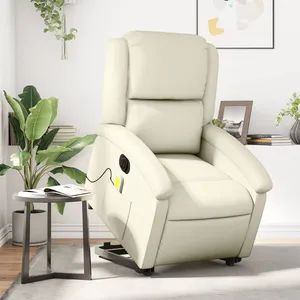 vidaXL Fauteuil inclinable de massage électrique crème similicuir pas cher