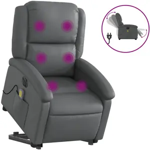 vidaXL Fauteuil inclinable de massage électrique gris similicuir pas cher
