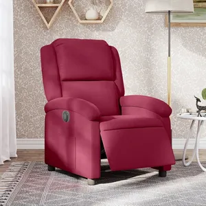 vidaXL Fauteuil inclinable électrique rouge bordeaux velours pas cher