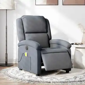 vidaXL Fauteuil inclinable de massage électrique gris foncé velours pas cher