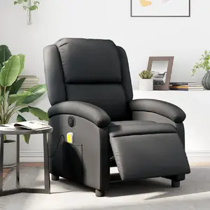 Comparateur de prix : vidaXL Fauteuil de massage inclinable électrique noir cuir véritable