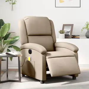 vidaXL Fauteuil de massage inclinable électrique cappuccino similicuir pas cher