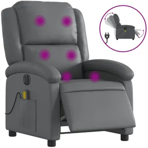 vidaXL Fauteuil de massage inclinable électrique gris similicuir pas cher