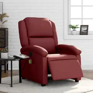 vidaXL Fauteuil de massage inclinable électrique rouge bordeaux pas cher