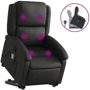Comparateur de prix : vidaXL Fauteuil inclinable de massage noir cuir véritable