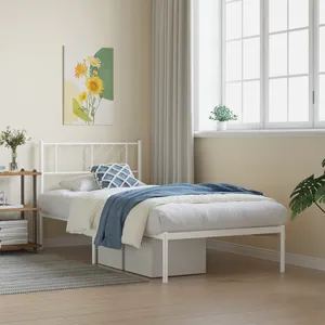 vidaXL Cadre de lit métal avec tête de lit blanc 80x200 cm pas cher