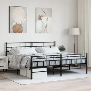 vidaXL Cadre de lit métal sans matelas avec pied de lit noir 200x200cm pas cher
