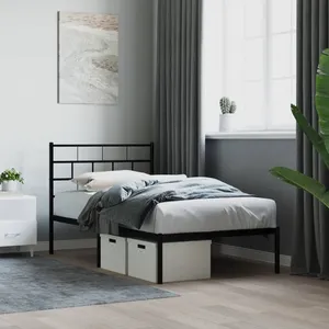 Vidaxl cadre de lit métal sans matelas avec tête de lit noir 100x190cm pas cher
