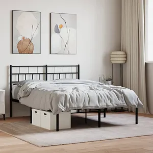Vidaxl cadre de lit métal sans matelas avec tête de lit noir 135x190cm pas cher