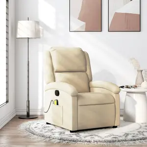 vidaXL Fauteuil de massage inclinable Crème Tissu pas cher