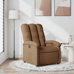 vidaXL Fauteuil inclinable Marron Tissu pas cher