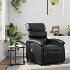 vidaXL Fauteuil de massage inclinable Noir Similicuir pas cher