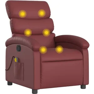 vidaXL Fauteuil de massage inclinable Rouge bordeaux Similicuir pas cher