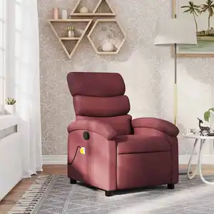 vidaXL Fauteuil de massage inclinable Rouge bordeaux Tissu pas cher