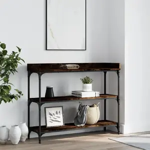 vidaXL Table console avec étagères chêne fumé 100x30x80 cm pas cher