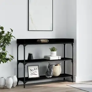 vidaXL Table console avec étagères noir 100x30x80 cm pas cher