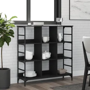 vidaXL Buffet noir 102x32x103,5 cm bois d'ingénierie pas cher