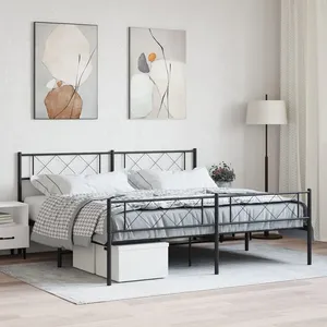 vidaXL Cadre de lit métal avec tête de lit/pied de lit noir 183x213 cm pas cher