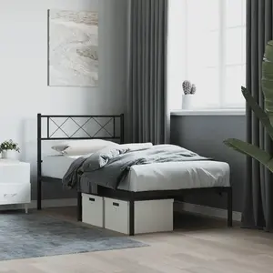Vidaxl cadre de lit métal sans matelas avec tête de lit noir 75x190 cm pas cher