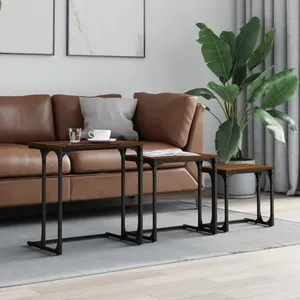 vidaXL Tables basses gigognes 3 pcs chêne marron bois d'ingénierie pas cher
