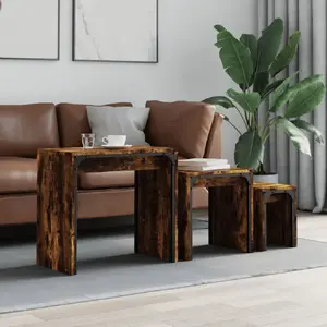vidaXL Tables basses gigognes 3 pcs chêne fumé bois d'ingénierie pas cher