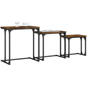 vidaXL Tables basses gigognes 3 pcs chêne fumé bois d'ingénierie pas cher