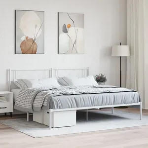 vidaXL Cadre de lit métal avec tête de lit blanc 200x200 cm pas cher