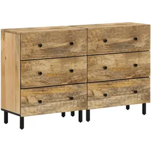Vidaxl armoires latérales 2 pcs 60x33x75 cm bois massif de manguier pas cher