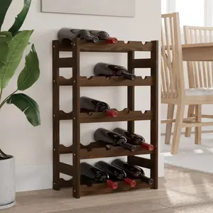 vidaXL Casier à bouteilles pour 20 bouteilles marron bois pin solide pas cher