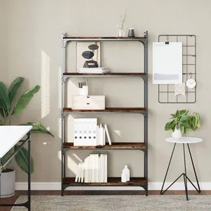 vidaXL Bibliothèque 5 niveaux chêne fumé 80x30x154cm bois d'ingénierie pas cher