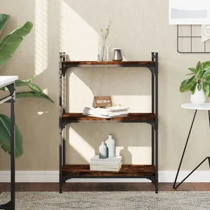 Comparateur de prix : vidaXL Bibliothèque 3 niveaux chêne fumé 60x30x86 cm bois d'ingénierie