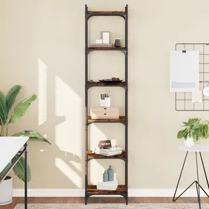 vidaXL Bibliothèque 6 niveaux chêne fumé 40x30x188cm bois d'ingénierie pas cher
