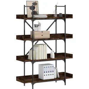 vidaXL Bibliothèque à 4 niveaux chêne fumé 100x33x145,5 cm pas cher