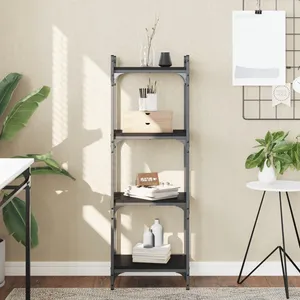Comparateur de prix : vidaXL Bibliothèque à 4 niveaux noir 40x30x120 cm bois d'ingénierie