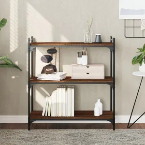 vidaXL Bibliothèque 3 niveaux chêne brun 80x30x86 cm bois d'ingénierie pas cher