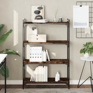 vidaXL Bibliothèque 4 niveaux chêne fumé 80x30x120cm bois d'ingénierie pas cher