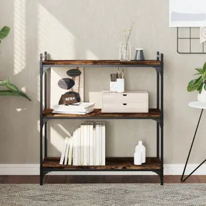 vidaXL Bibliothèque 3 niveaux chêne fumé 80x30x86 cm bois d'ingénierie pas cher