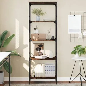Comparateur de prix : vidaXL Bibliothèque à 5 niveaux chêne fumé 59x35x171 cm