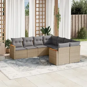 vidaXL Salon de jardin avec coussins 8pcs mélange beige résine tressée pas cher