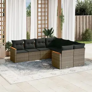 vidaXL Salon de jardin 8 pcs avec coussins gris résine tressée pas cher