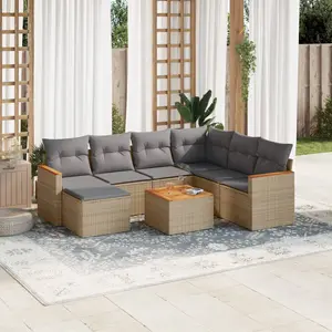 vidaXL Salon de jardin avec coussins 8pcs mélange beige résine tressée pas cher