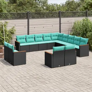 Comparateur de prix : vidaXL Salon de jardin avec coussins 13 pcs noir résine tressée