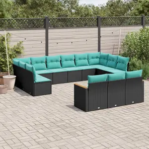Comparateur de prix : vidaXL Salon de jardin avec coussins 13 pcs noir résine tressée