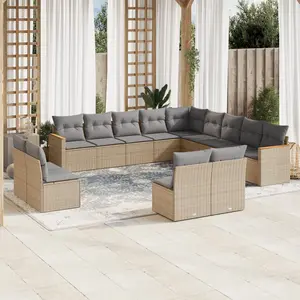 vidaXL Salon de jardin et coussins 13 pcs mélange beige résine tressée pas cher