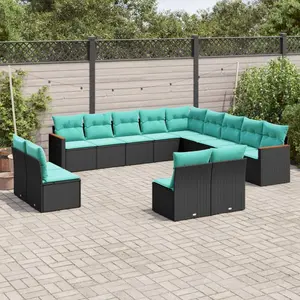 Comparateur de prix : vidaXL Salon de jardin avec coussins 13 pcs noir résine tressée