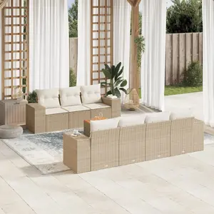 vidaXL Salon de jardin avec coussins 8 pcs beige résine tressée pas cher