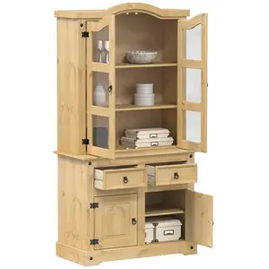 Comparateur de prix : vidaXL Vitrine en verre Corona 100x48,5x179 cm bois massif de pin