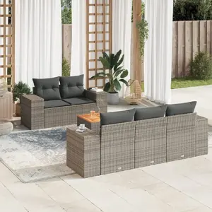 vidaXL Salon de jardin 6 pcs avec coussins gris résine tressée pas cher