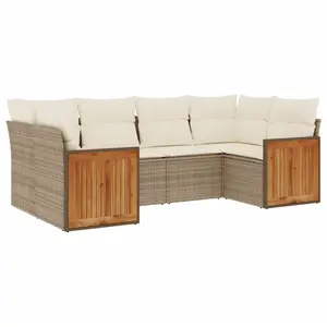 vidaXL Salon de jardin avec coussins 6 pcs beige résine tressée pas cher