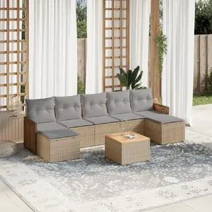 vidaXL Salon de jardin avec coussins 8 pcs beige résine tressée pas cher